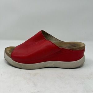 Fly London Wigg Sandals Red Leather Platform Wedge Slide Women’s EU 39 US 8.5